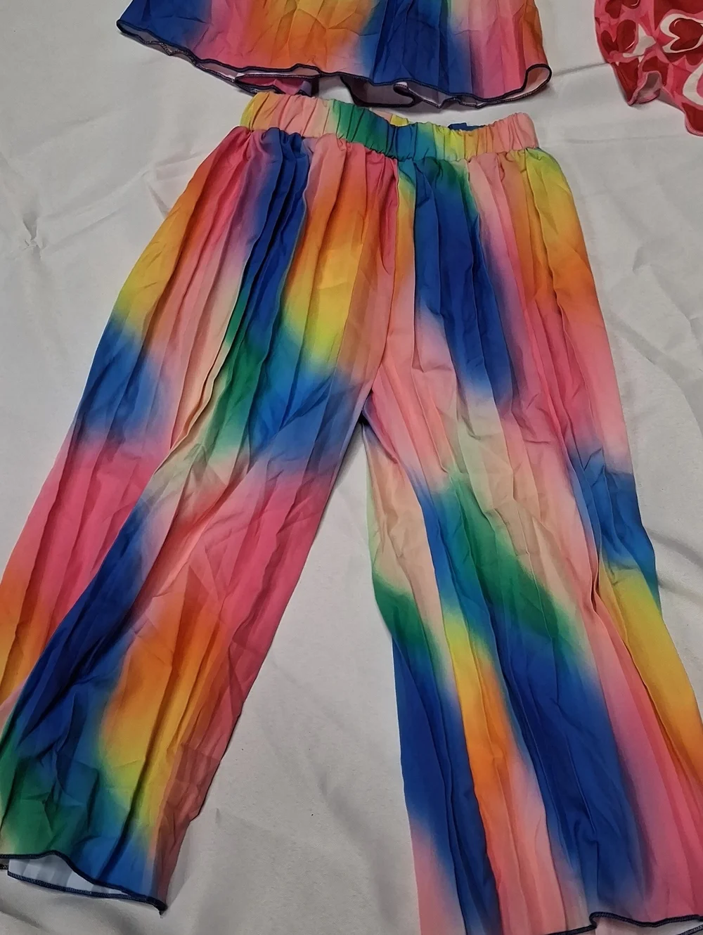 Girls 5T Rainbow Two-Piece Set & Pink Heart Jumpsuit - Vibrant Summer Styles